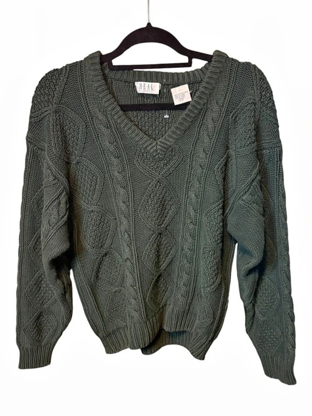 Real Clothes Vintage Cable Knit Sweater Women’s Small Dark Green
